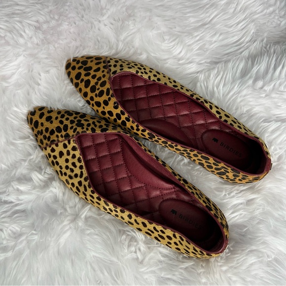 Birdies Shoes - Birdies Goldfinch Leopard Print Calf Hair Pointed Toe Ballet Flats Size 5.
